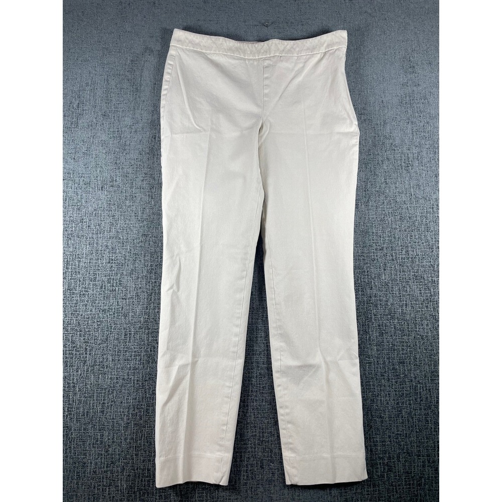 Talbots Chatham Ankle Pants Womens 6 Cream Off White Slim Leg Side Zip Stretch